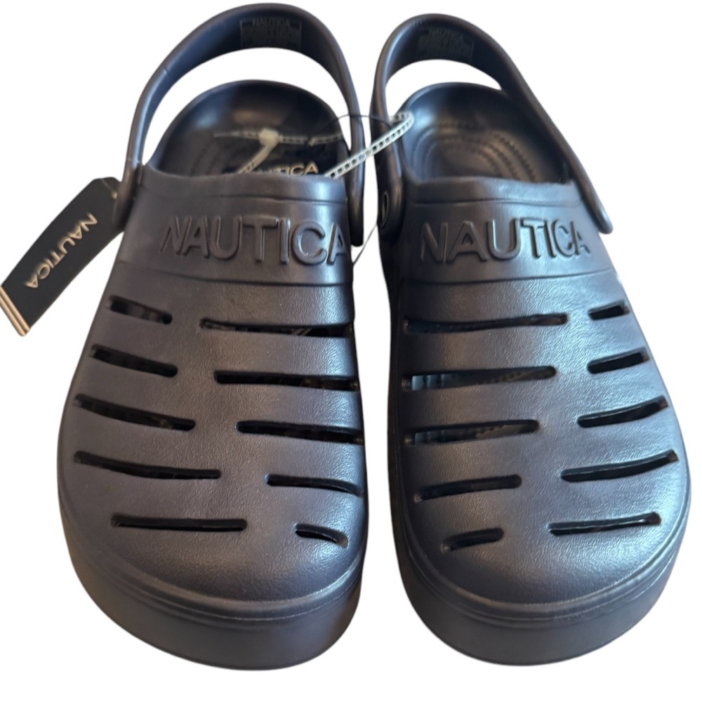Nautica Mens River Edge Slip On Clog Navy Blue Comfort Casual Shoes New